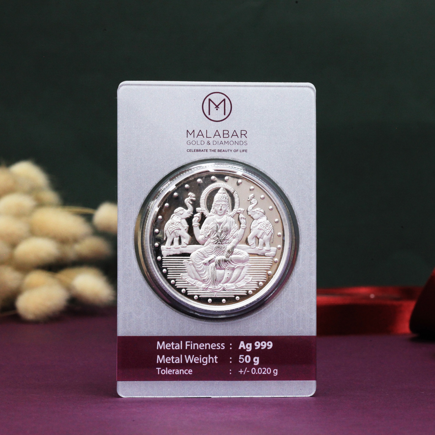 999 Purity 50 Grams Laxmi Silver Coin MSLXPL999P050G