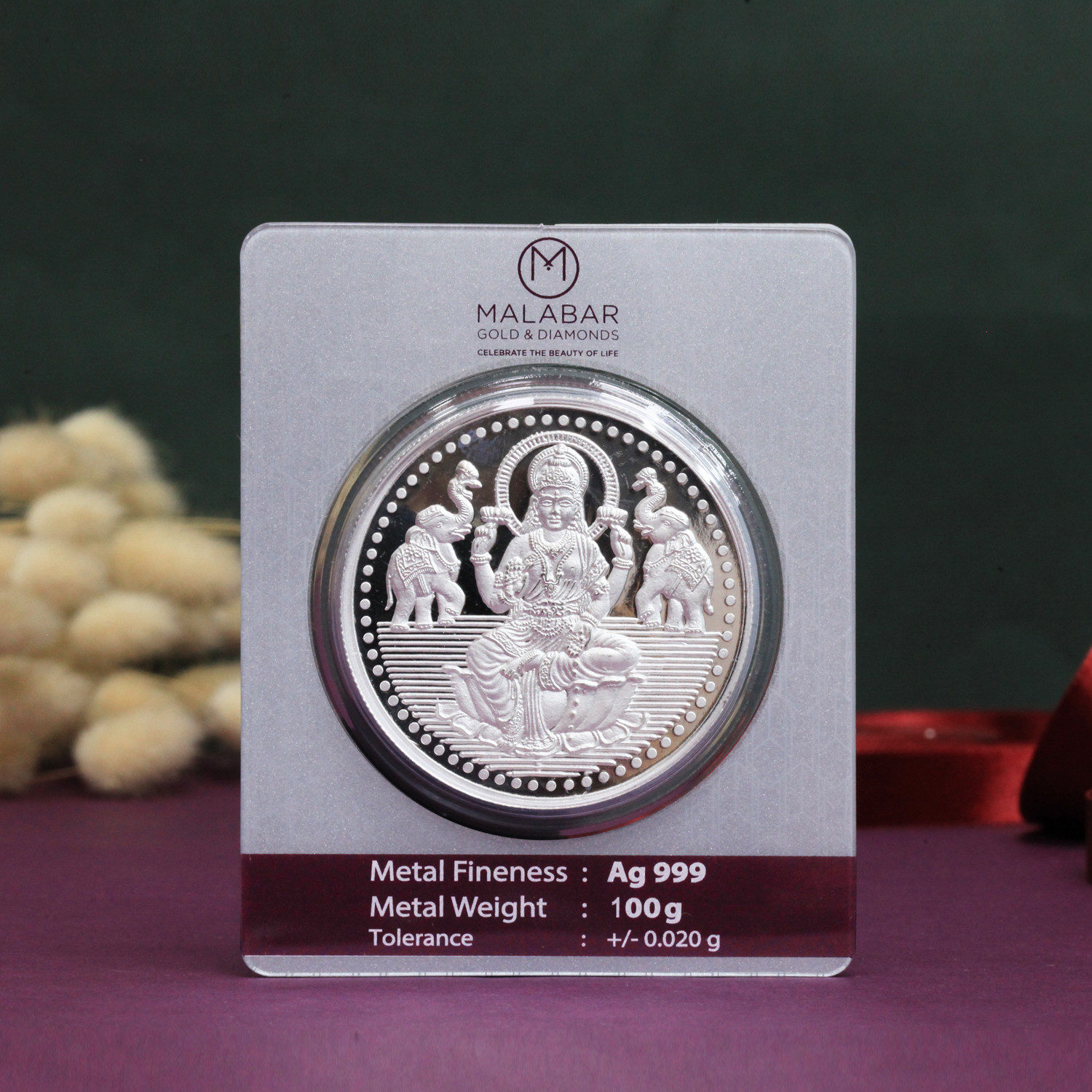 999 Purity 100 Grams Laxmi Silver Coin MSLXPL999P100G