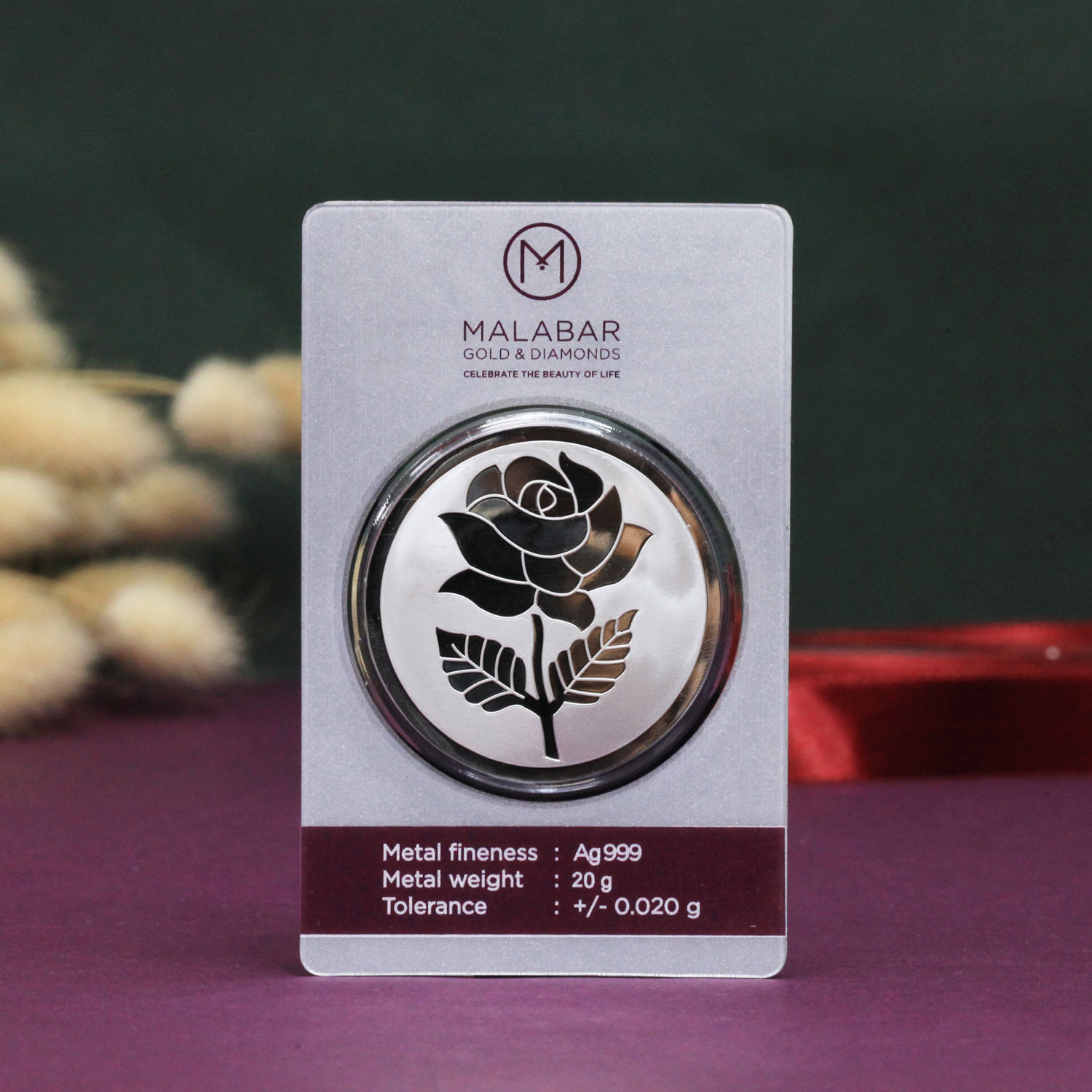 999 Purity 20 Grams Rose Silver Coin MSRSPL999P020G