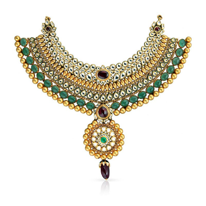 Bollywood Bride Gold Necklace NANQBIN04493