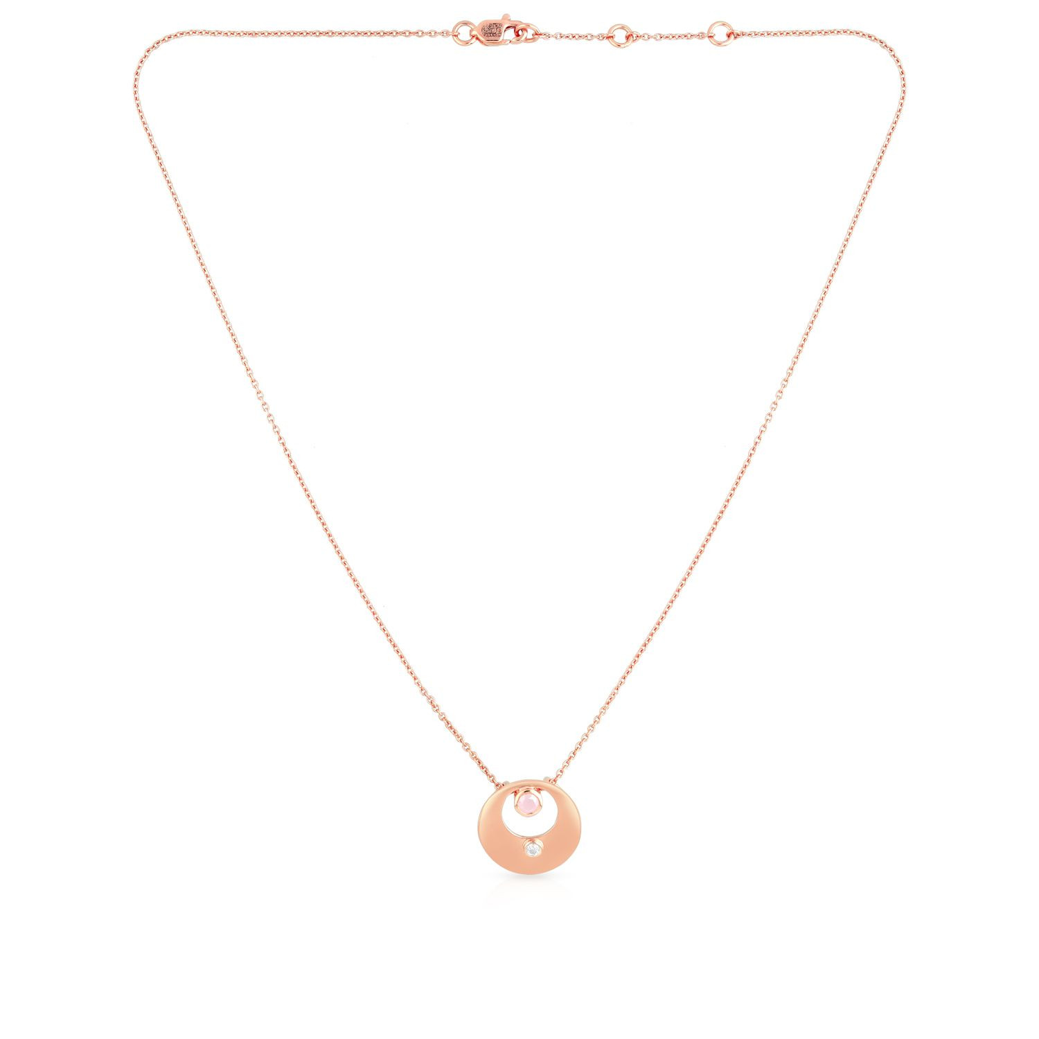 Malabar 18 KT Rose Gold Studded Semi Long Necklace NEGEDZRUCPT176