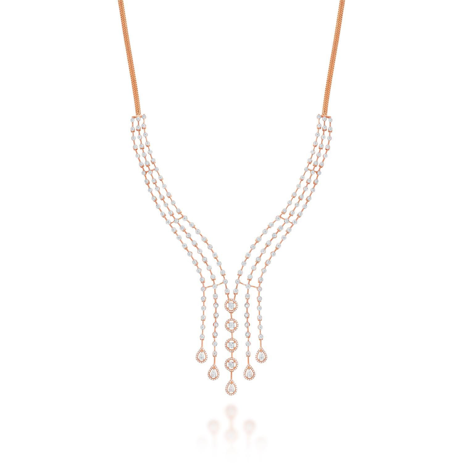 Mine Diamond Studded Semi Long Necklace NKDIA10167