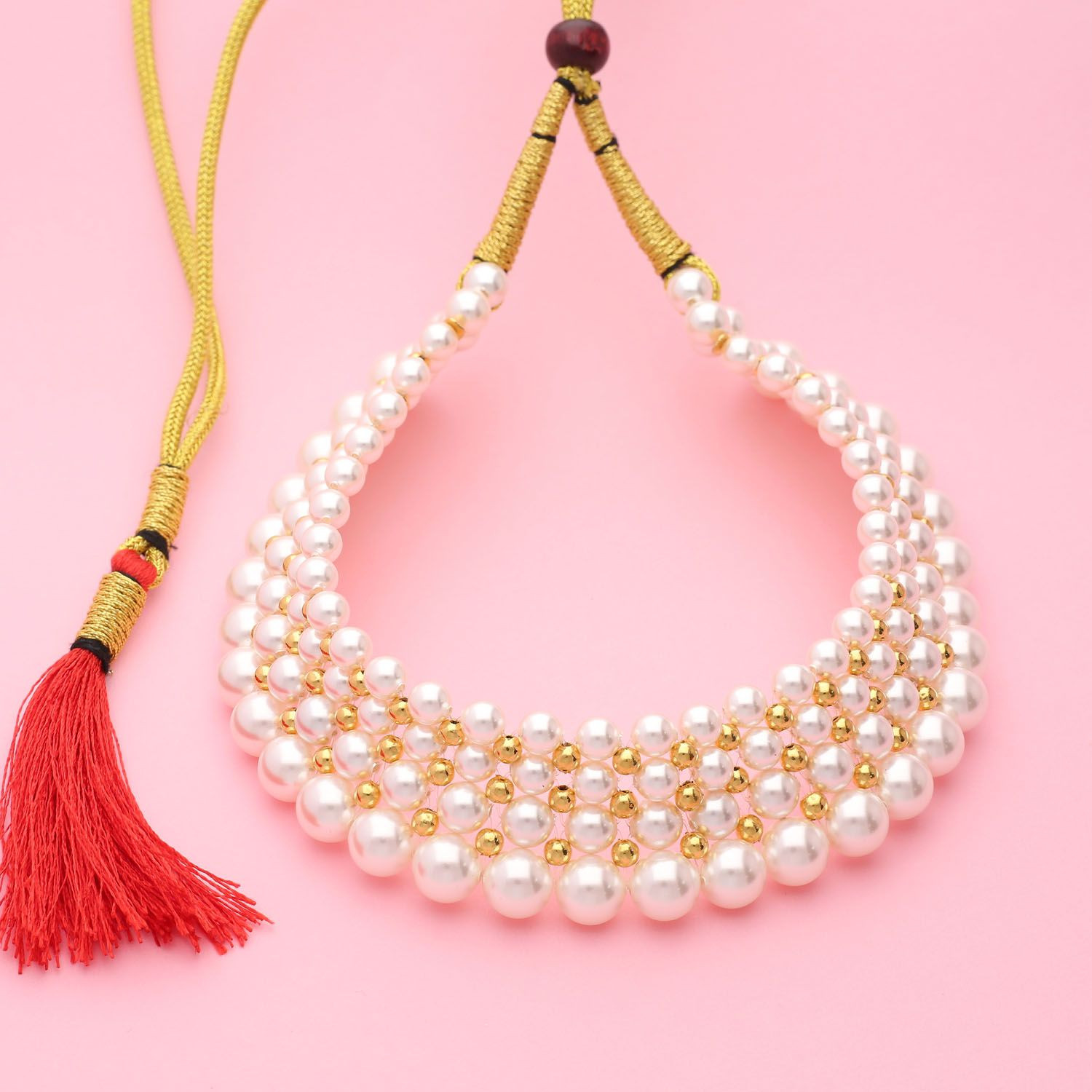 Malabar Gold Yellow Pearl Necklace