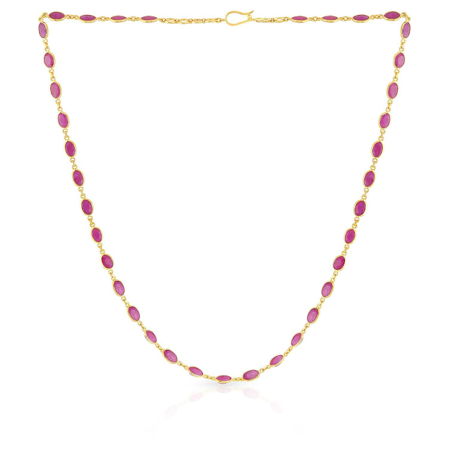 Precia Gemstone Studded Semi Long Gold Necklace NKSNGGM013