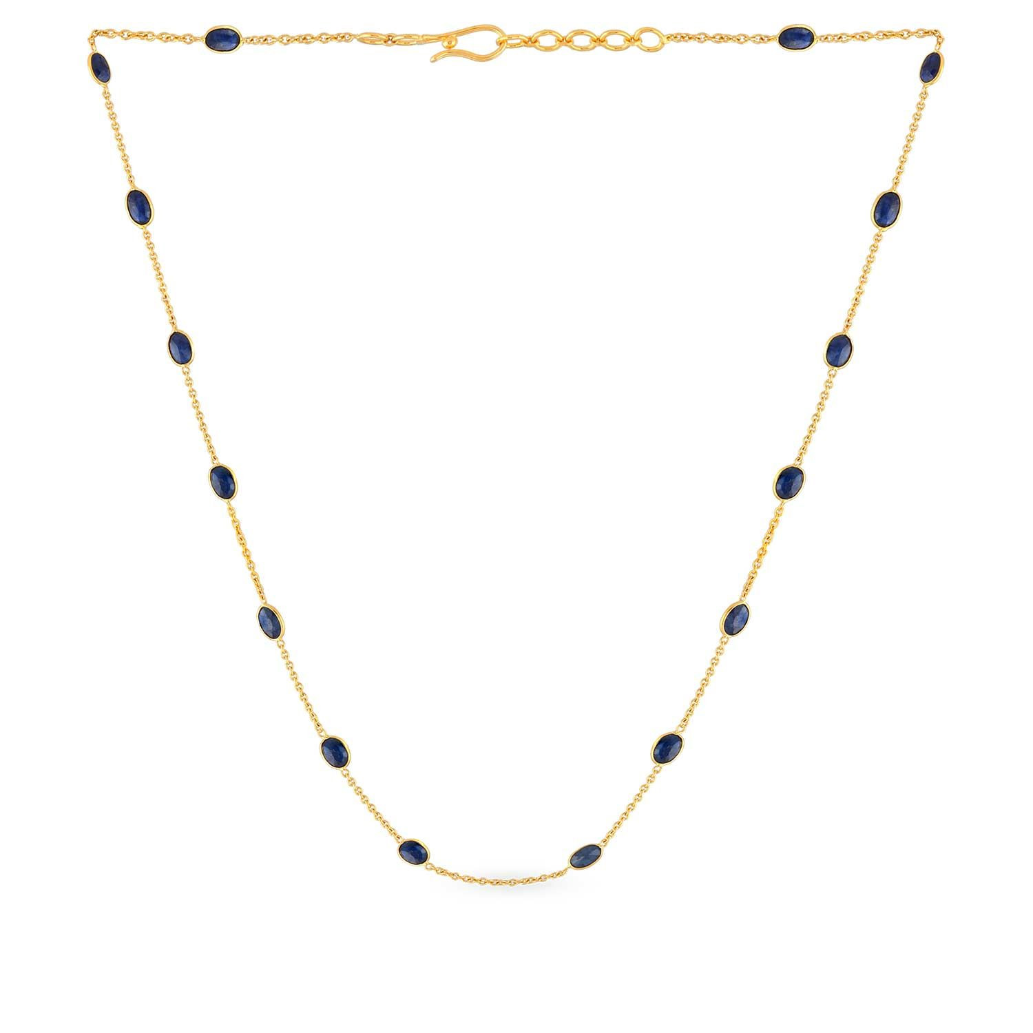 Precia Gemstone Studded Semi Long Gold Necklace NKSNGGM016