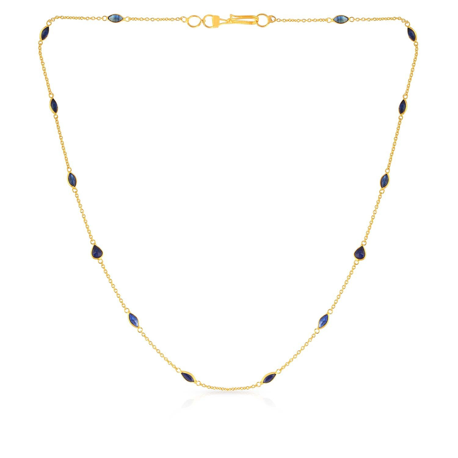 Precia Gemstone Studded Semi Long Gold Necklace NKSNGGM024