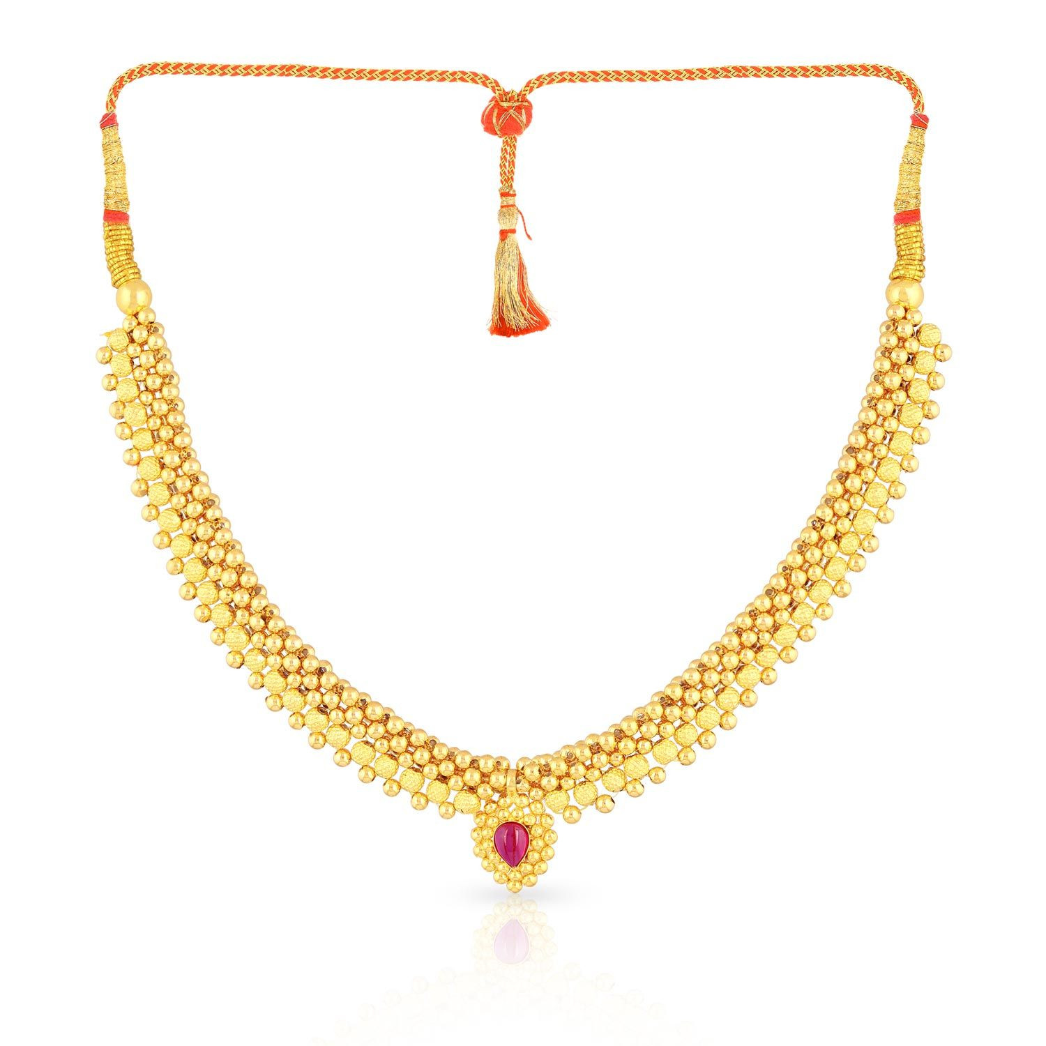 Malabar 22 KT Gold Studded  Necklace NNKTH024