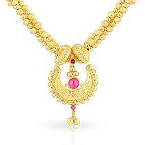 Malabar 22 KT Gold Studded Semi Long Necklace NNKTH036