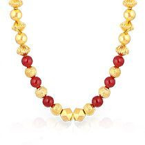 Malabar 22 KT Gold Studded Semi Long Necklace NNKTH041