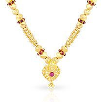 Malabar 22 KT Gold Studded Semi Long Necklace NNKTH045