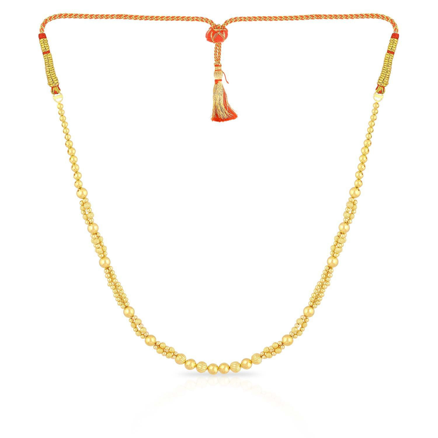 Malabar 22 KT Gold Studded Semi Long Necklace NNKTH047