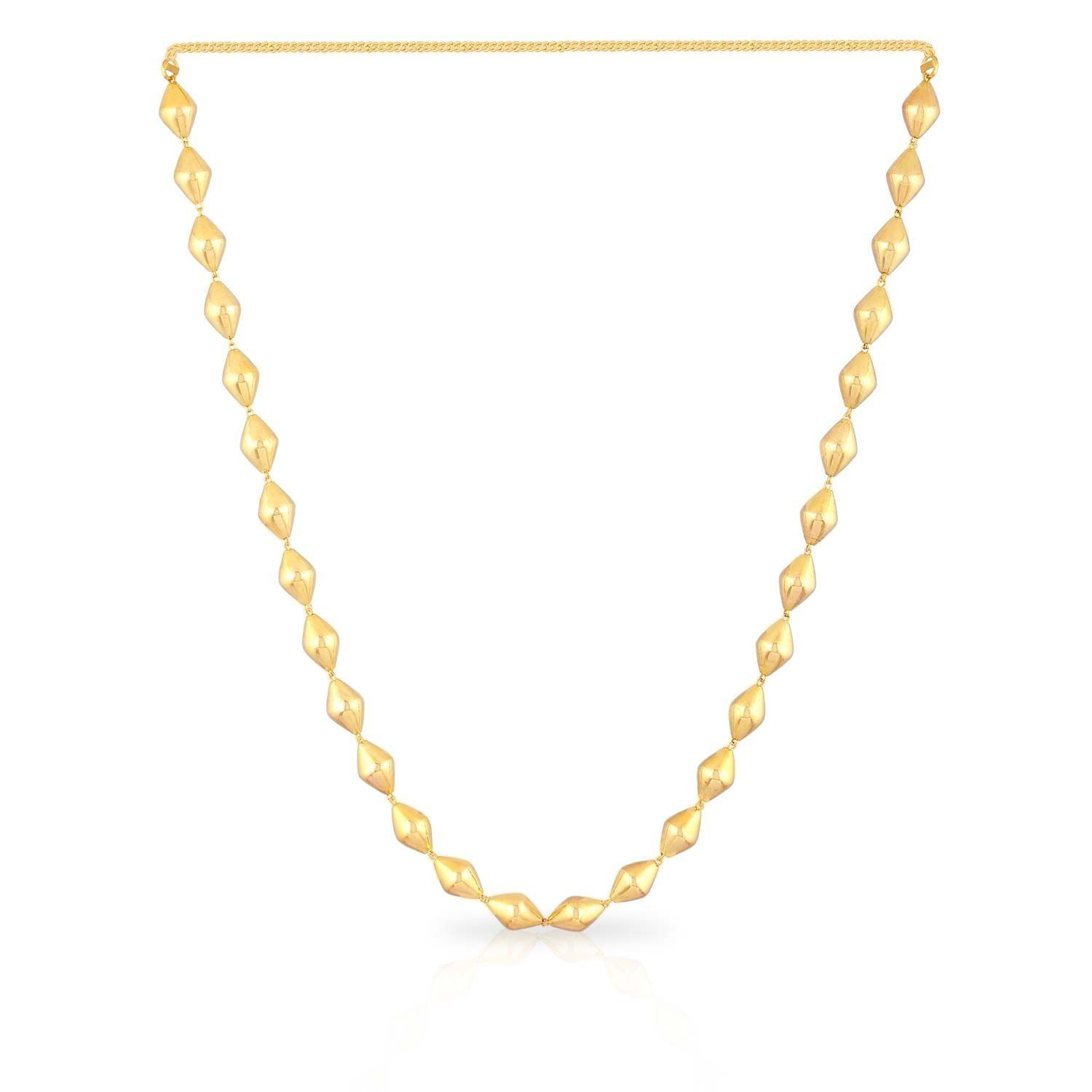 Malabar 22 KT Gold Studded Semi Long Necklace NNKTH053