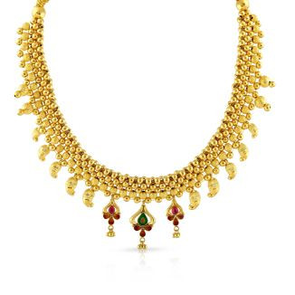 Malabar 22 KT Gold Studded  Necklace NNKTH083