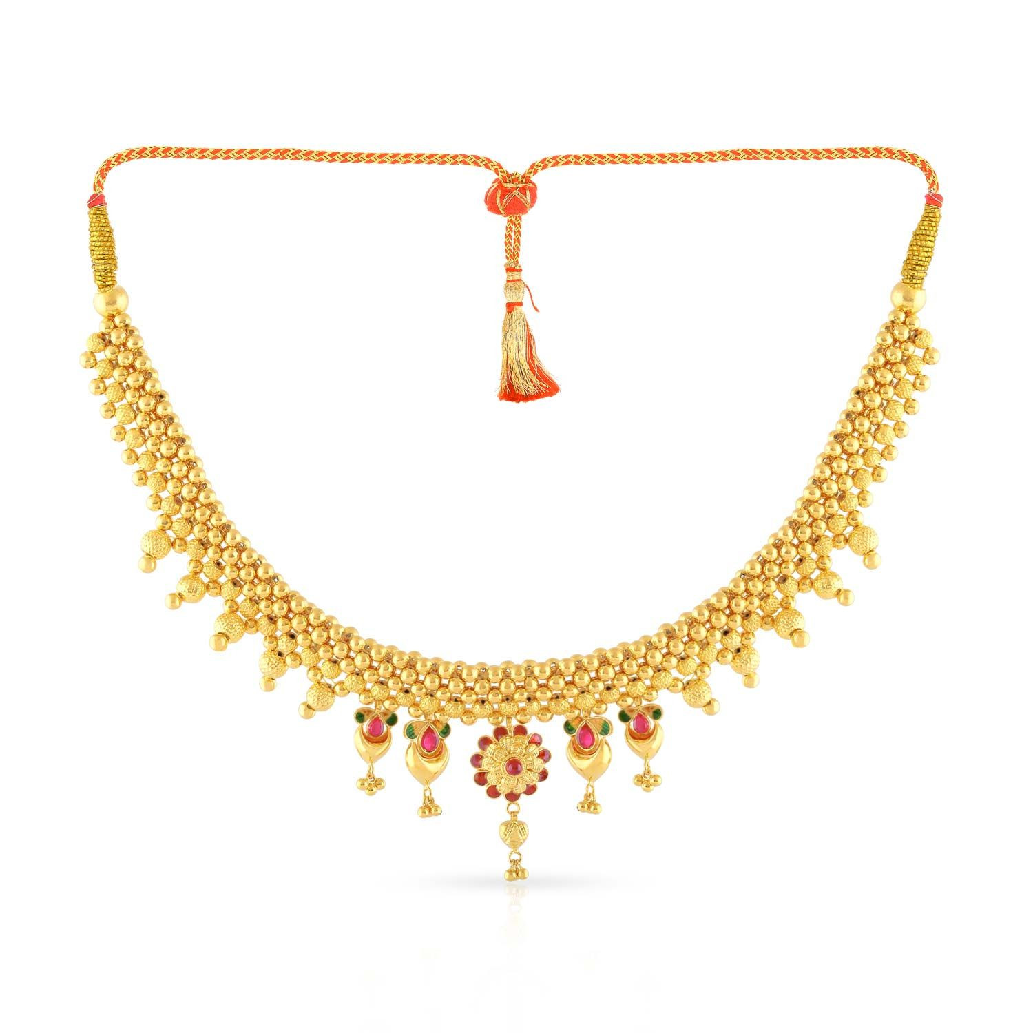 Malabar 22 KT Gold Studded  Necklace NNKTH088