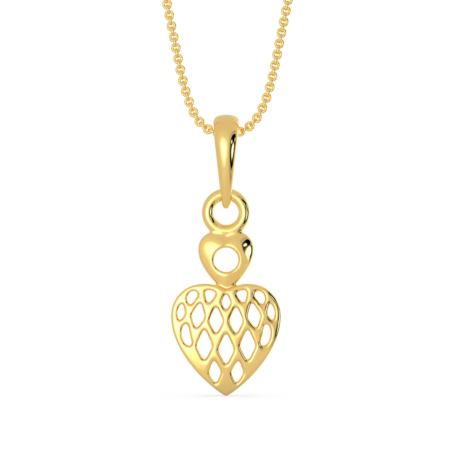 Malabar Gold Tiny Net Heart Pendant