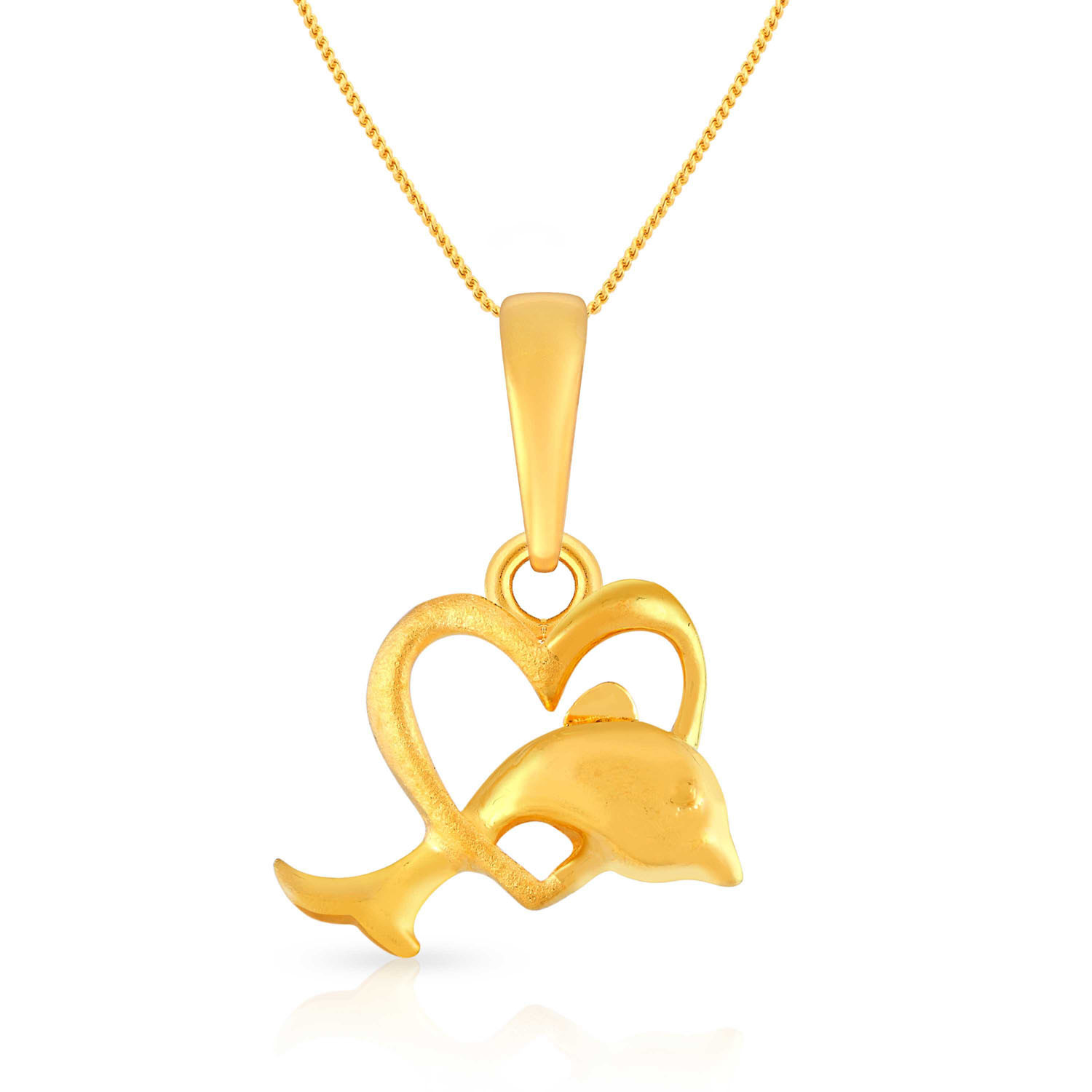 Malabar Gold Dolphin Heart Pendant