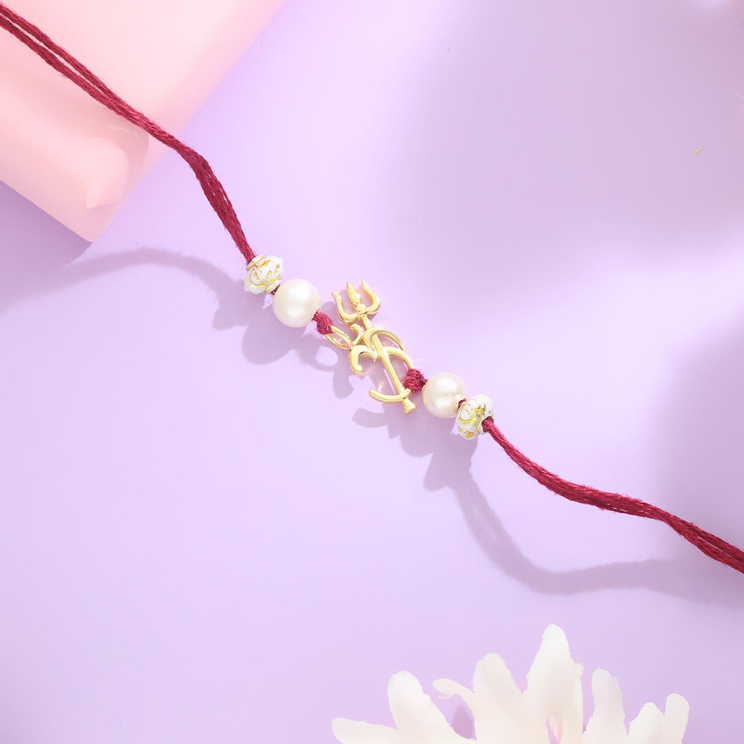 Malabar 14Kt Yellow Gold Om, Trishul Two-in-One Rakhi and Pendant