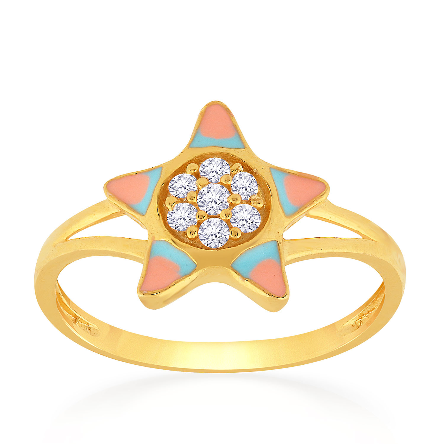 Starlet 22 KT Gold Studded Ring For Kids RGKDDZSG002