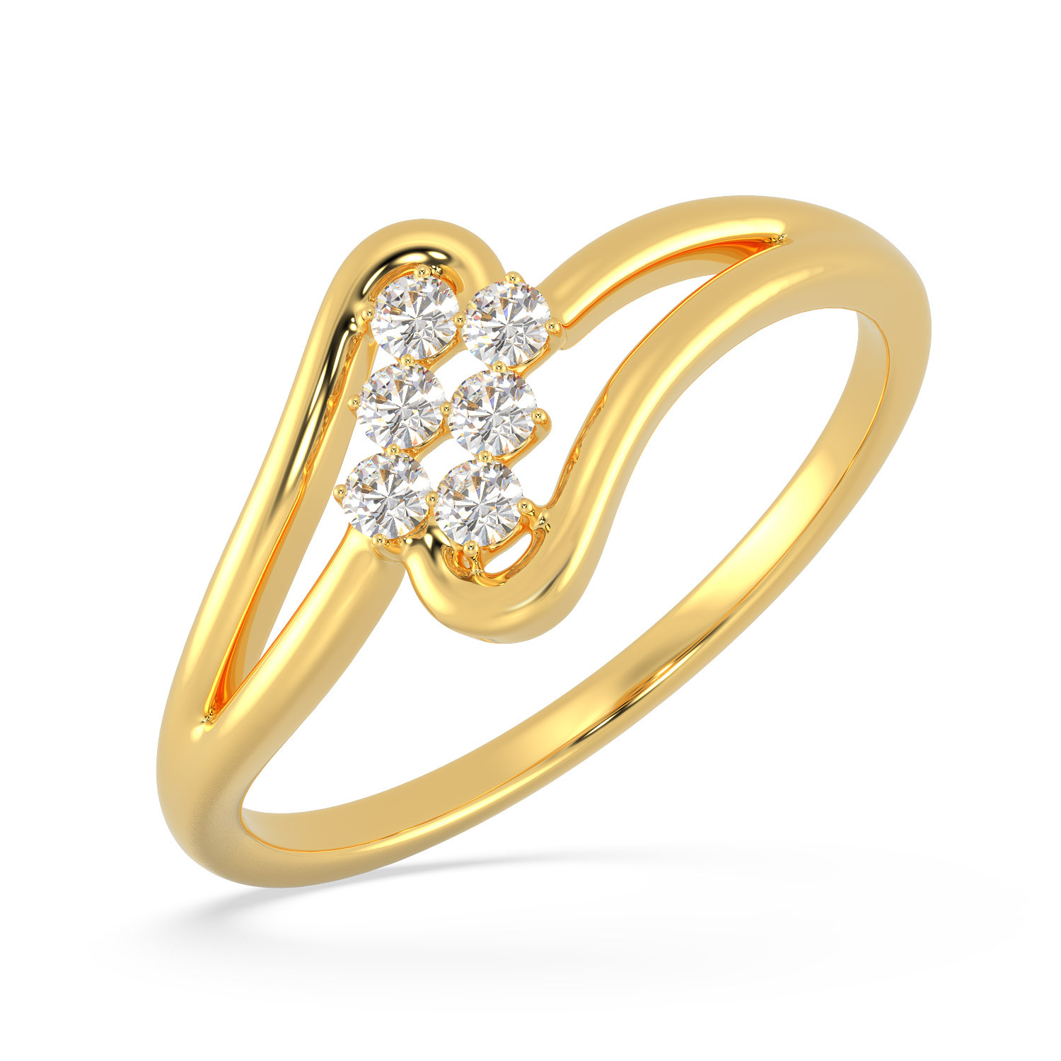 Malabar 22 KT Gold Studded Casual Ring SKYFRDZ083
