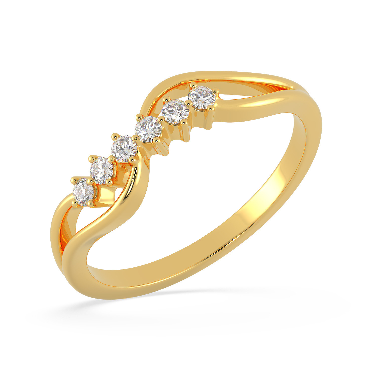 Malabar 22 KT Gold Studded Casual Ring SKYFRDZ084