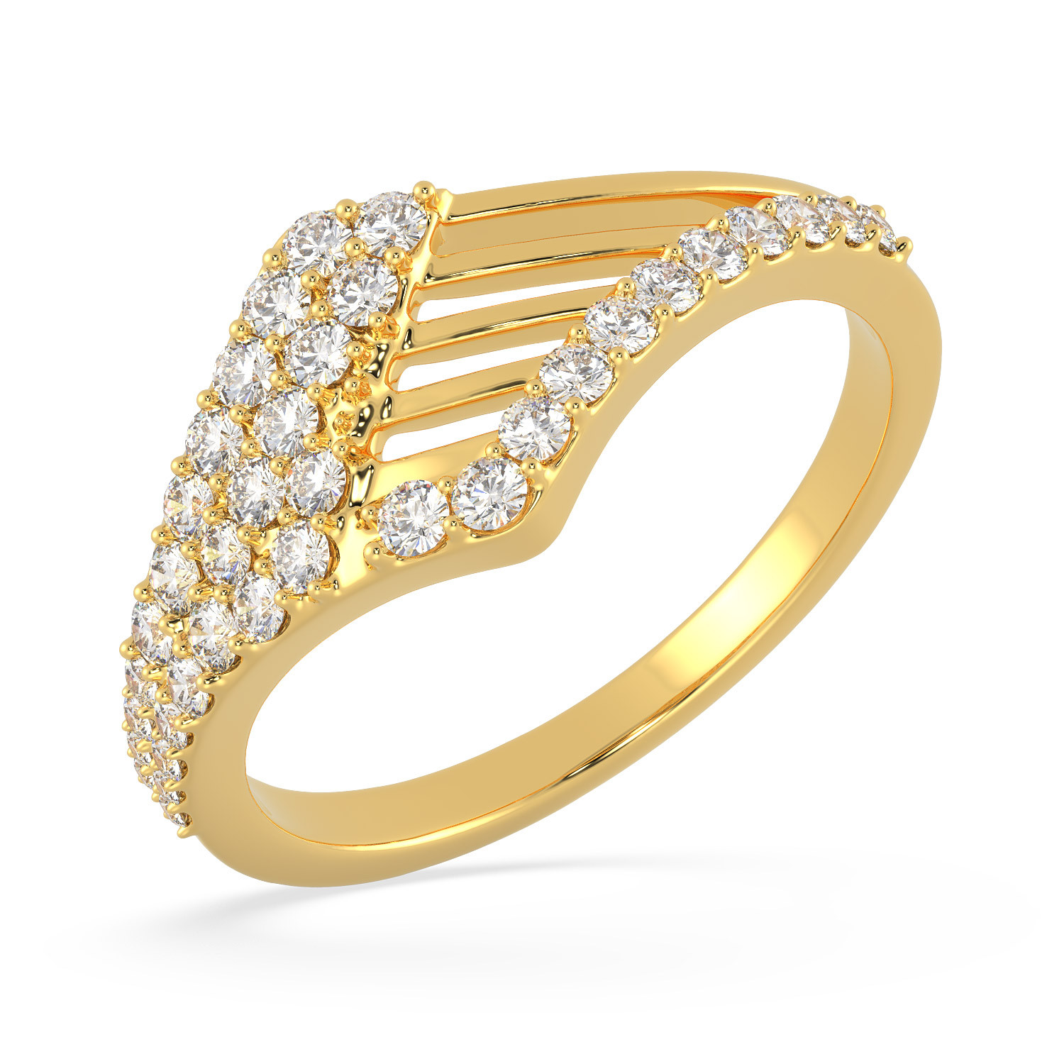Malabar 22 KT Gold Studded Casual Ring SKYFRDZ087