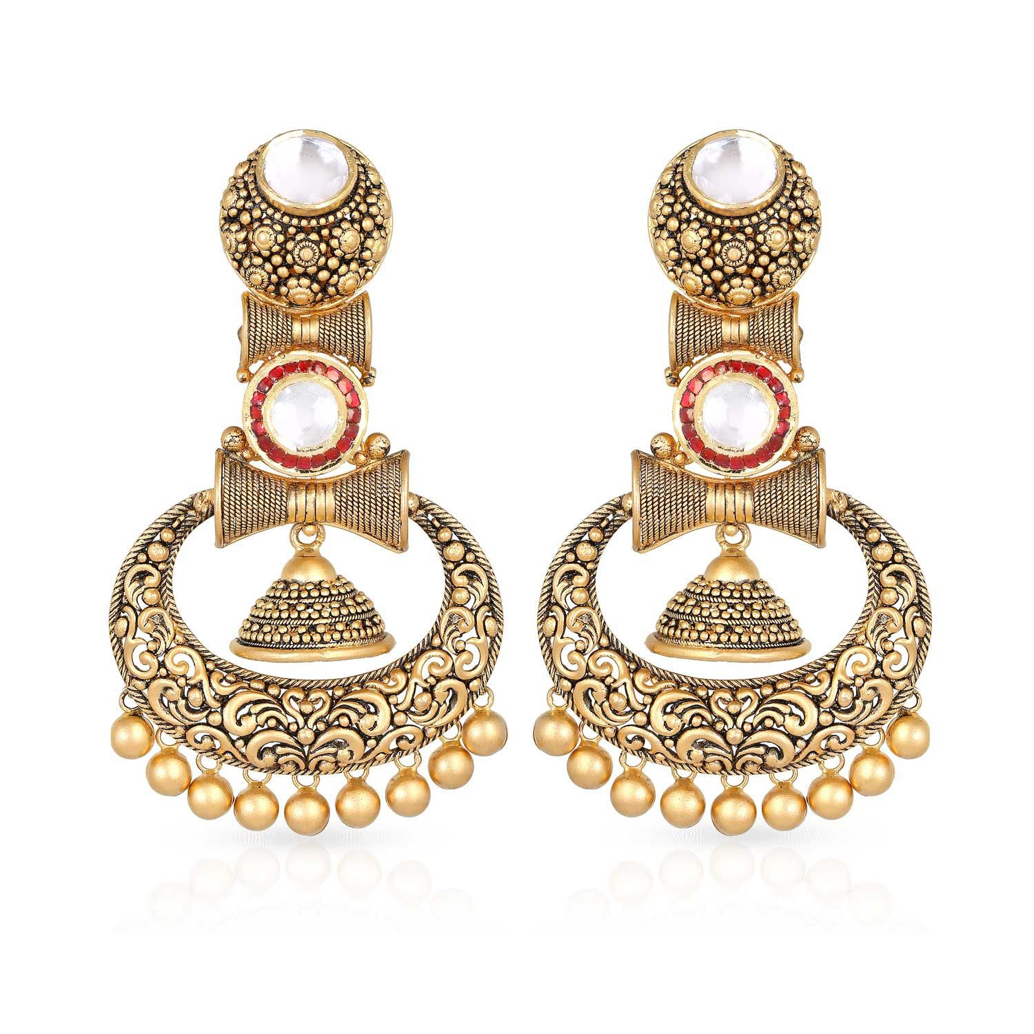 Gujarati Bride Ethnix Gold Earring STGEANKDRGA004