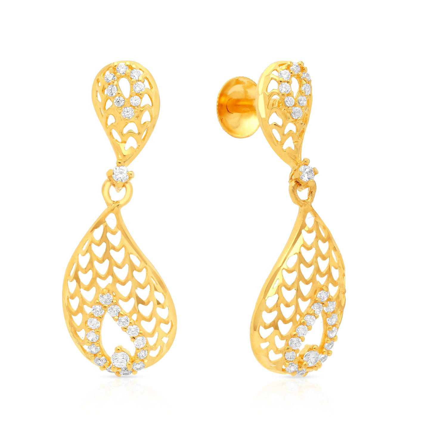 Malabar 22 KT Gold Studded Dangle Earring STGEDZRURGU583