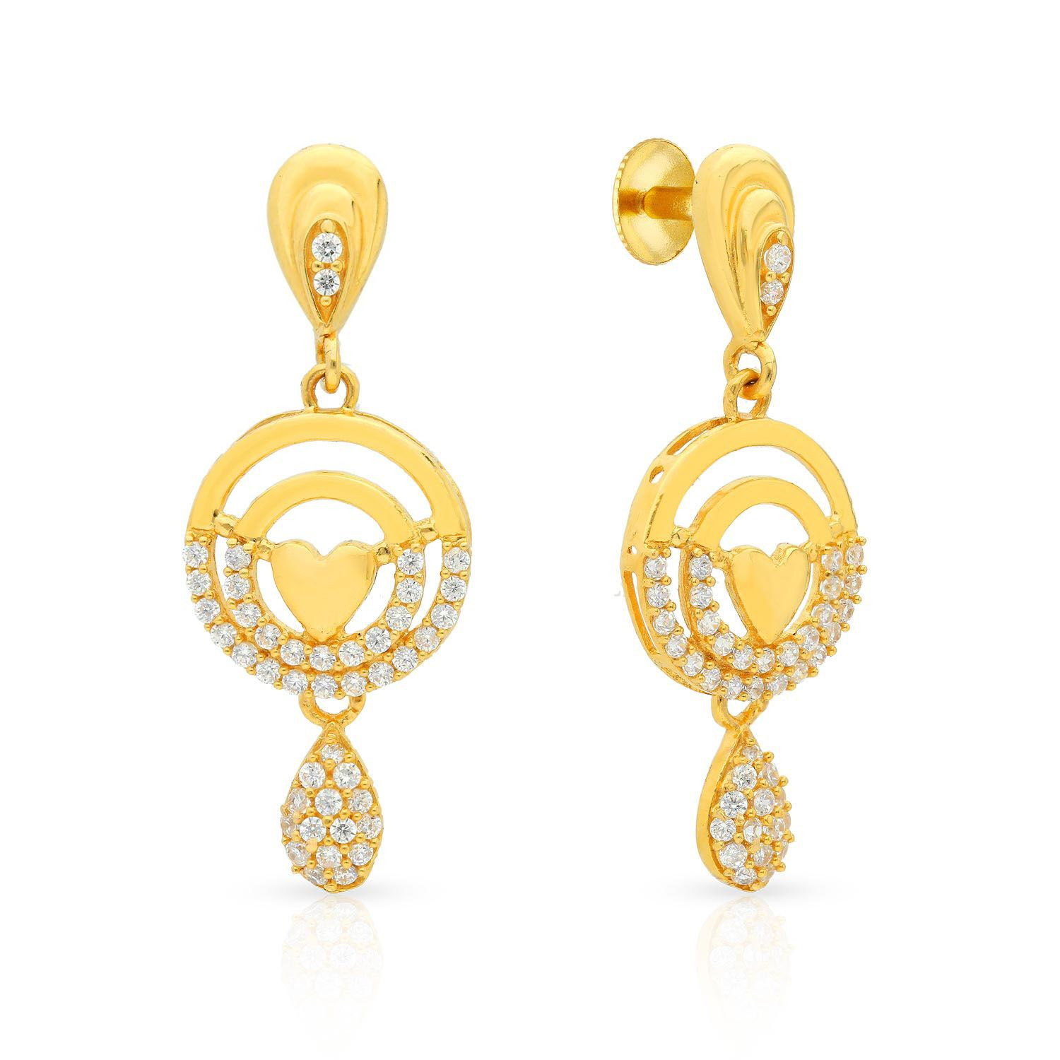 Malabar 22 KT Gold Studded Dangle Earring STGEDZRURGU591