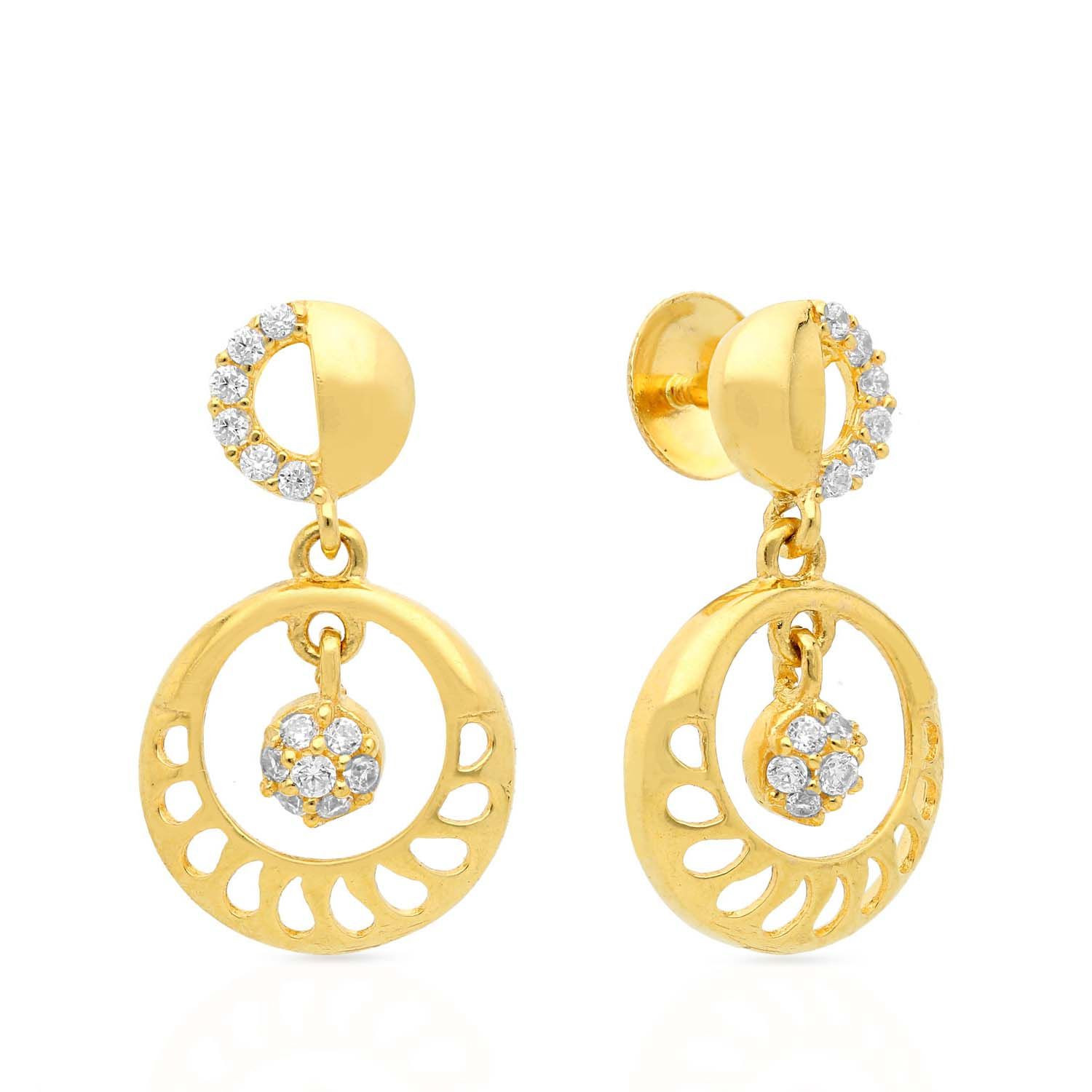 Malabar 22 KT Gold Studded Dangle Earring STGEDZRURGU599