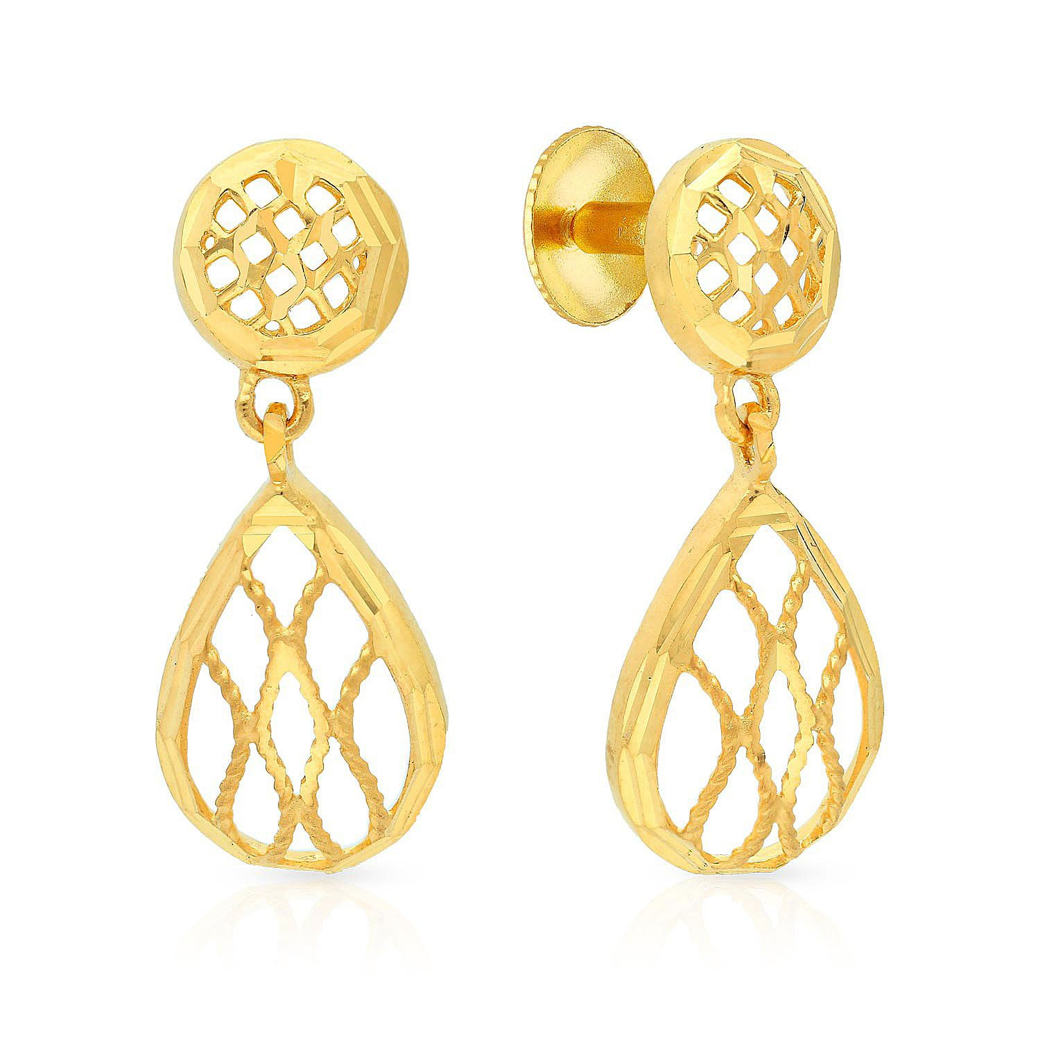 Malabar 22 KT Gold Studded Dangle Earring STGEDZRURGU614