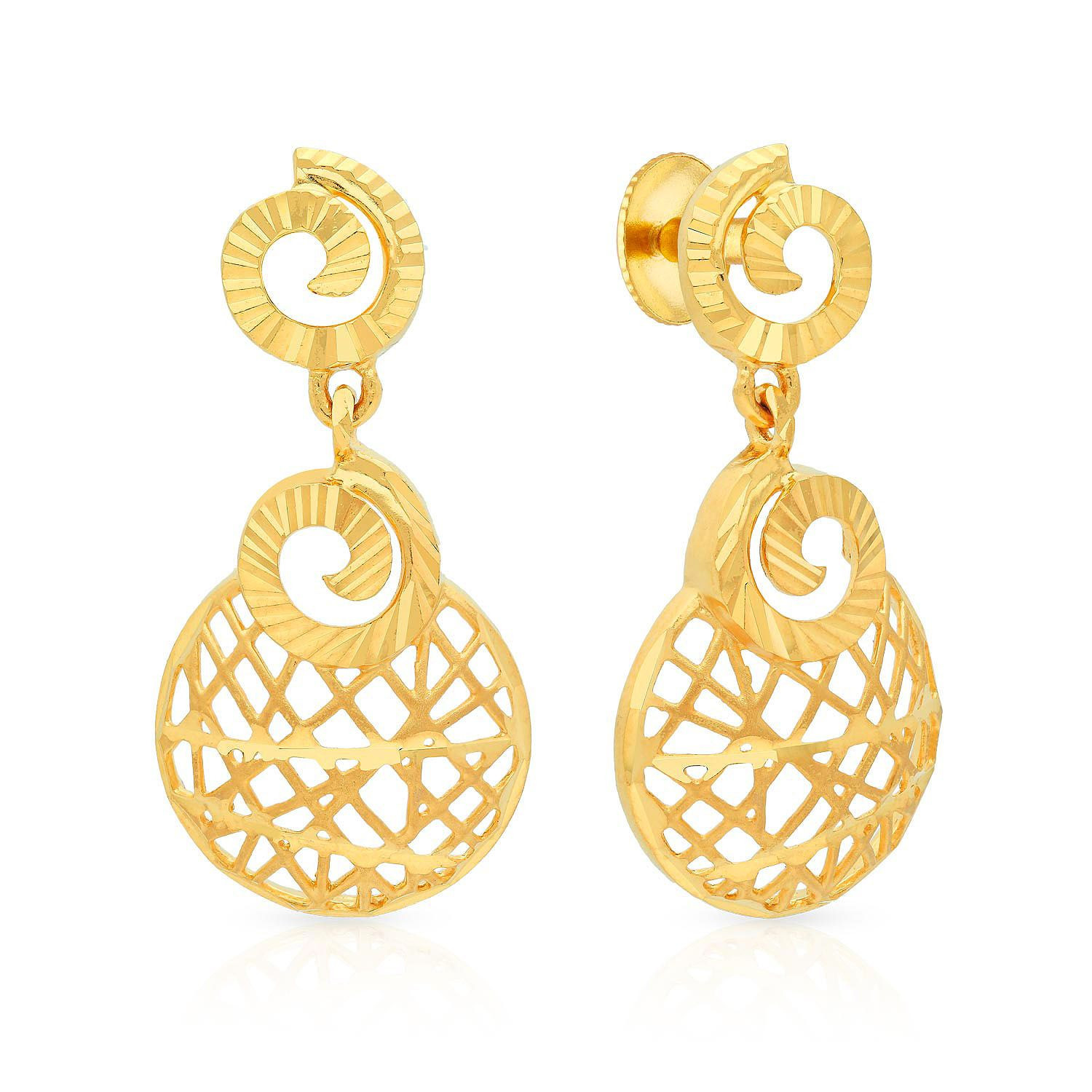 Malabar 22 KT Gold Studded Dangle Earring STGEDZRURGU615