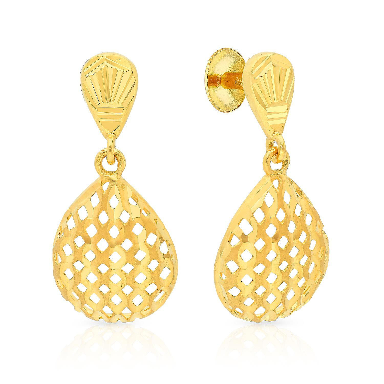 Malabar 22 KT Gold Studded Dangle Earring STGEDZRURGU616