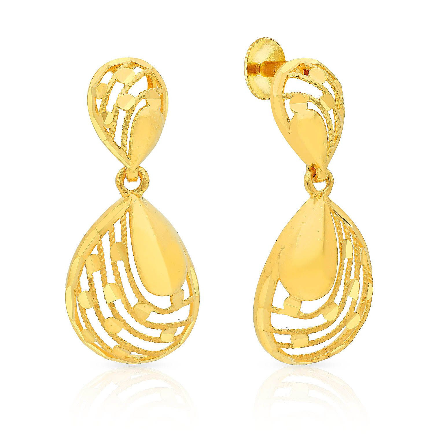 Malabar 22 KT Gold Studded Dangle Earring STGEDZRURGU618