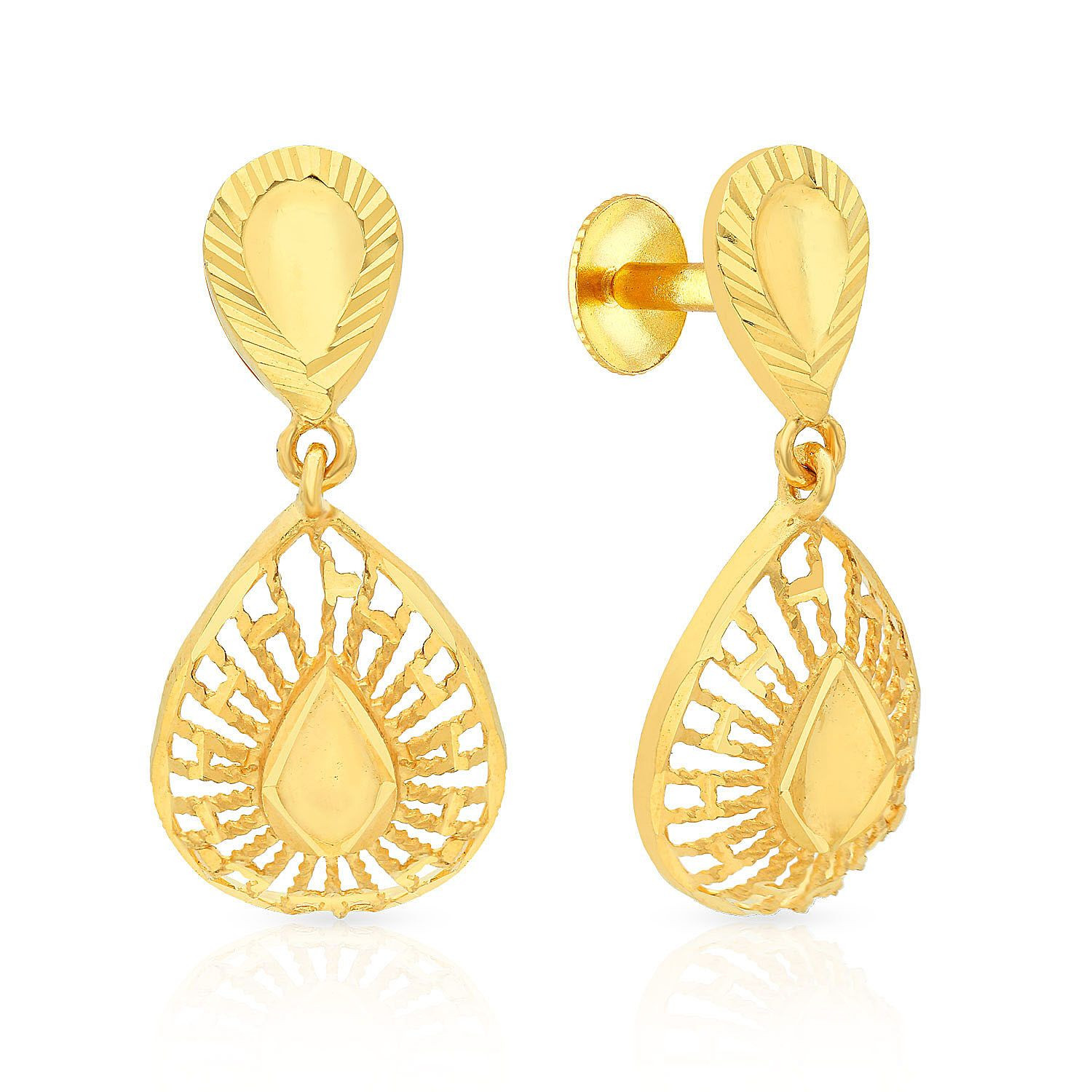 Malabar 22 KT Gold Studded Dangle Earring STGEDZRURGU619