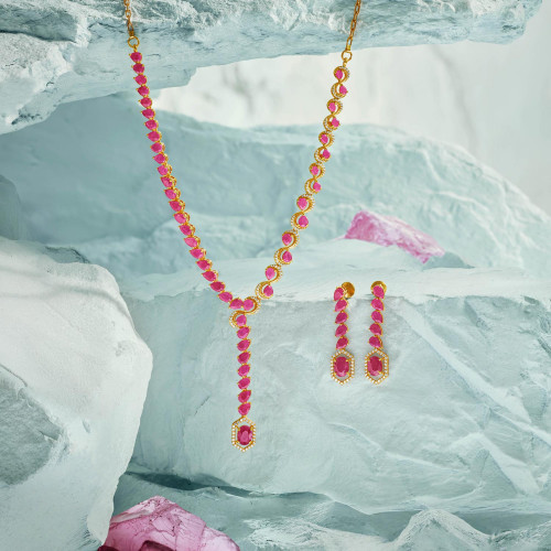 Precia Gemstone Necklace Set NSPJVYGEN012NK2