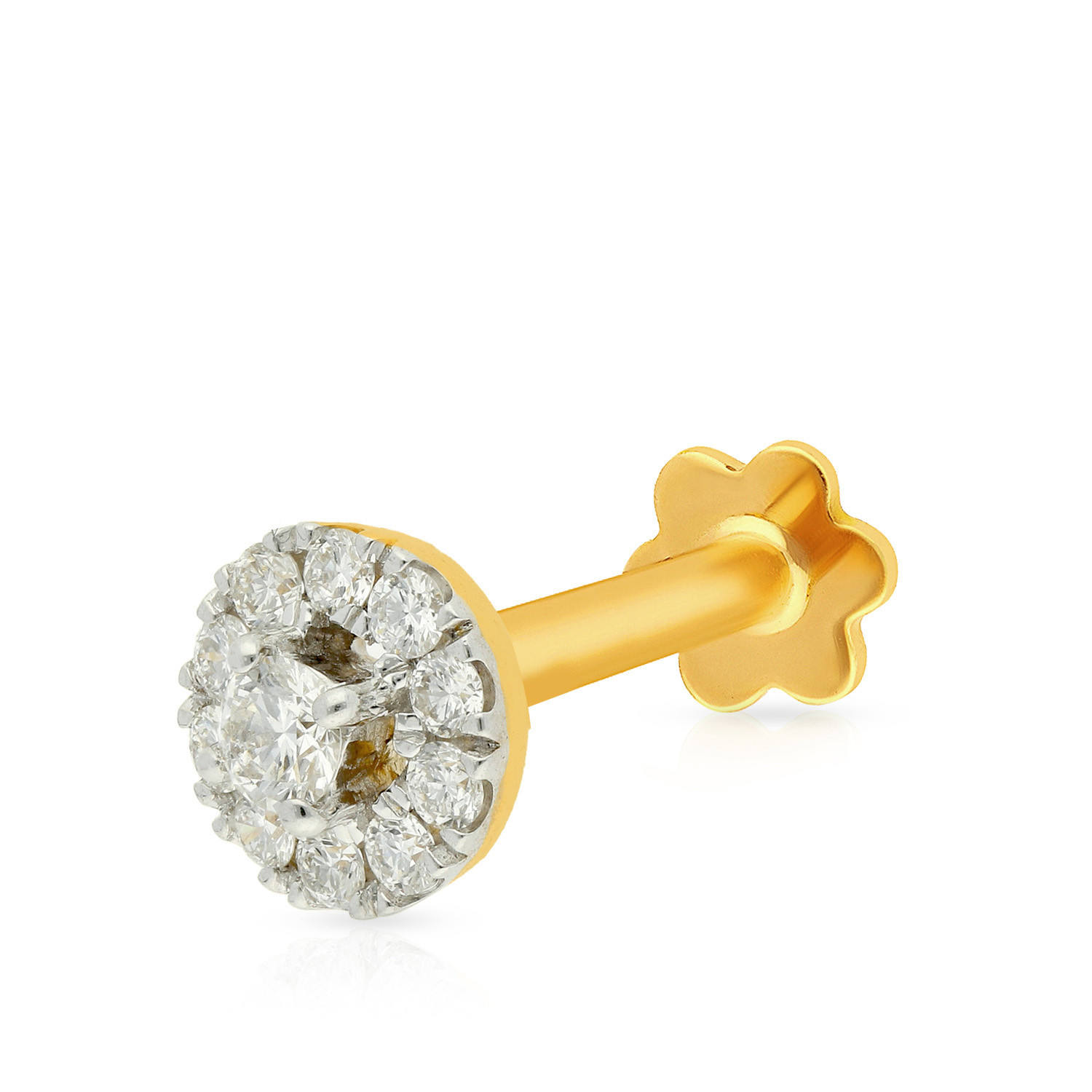 18k Stunning Modern Diamond Solid Gold Nose pin Unique Design Comfort Fit  NP22 | Royal Dubai Jewellers