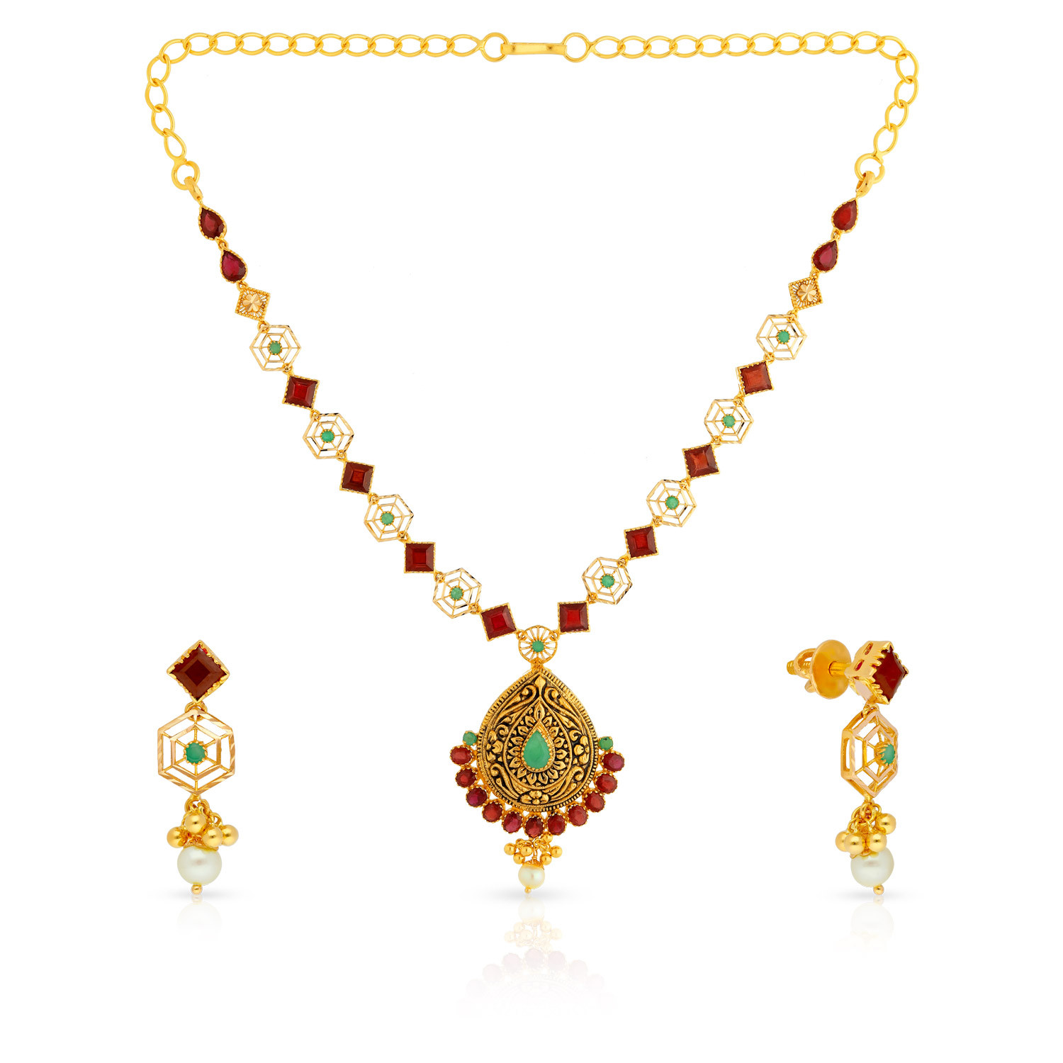 Precia Gemstone Necklace Set NSPRGATQ083NK2