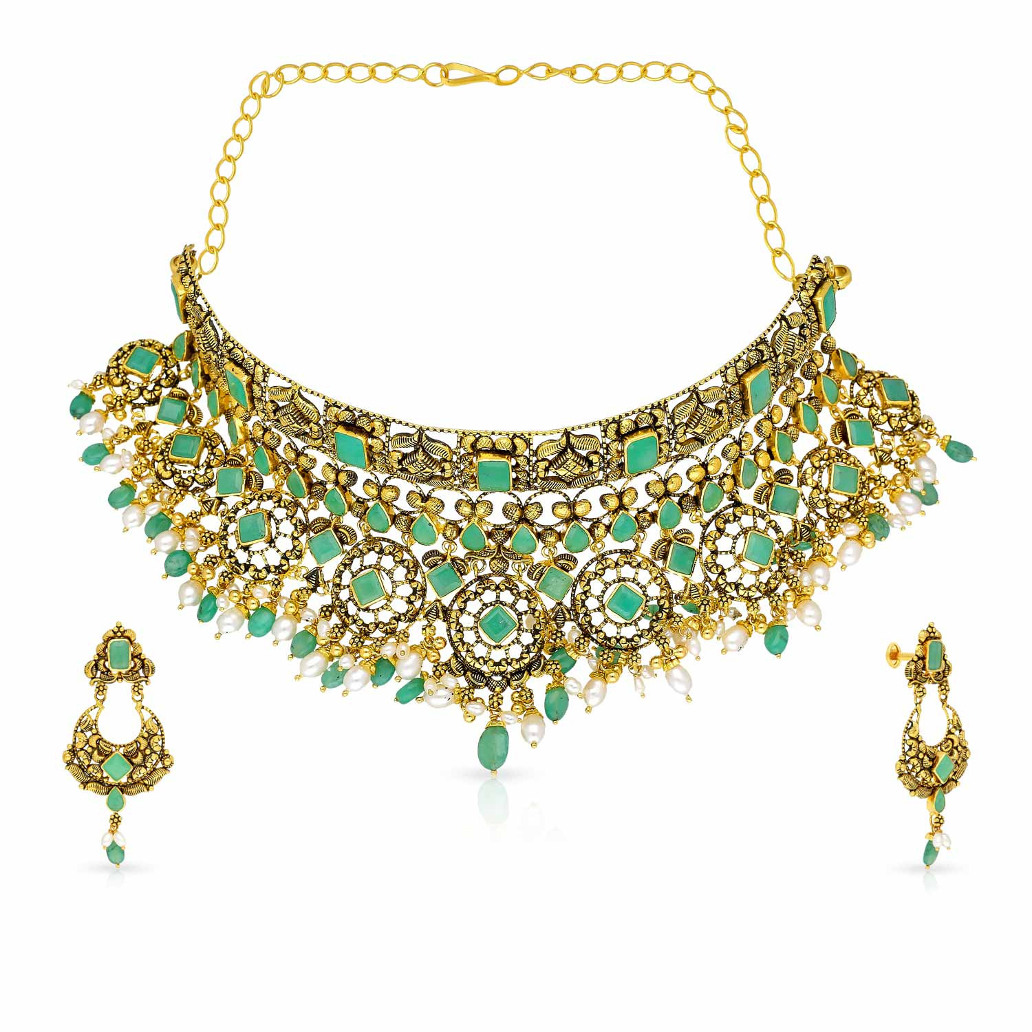 Precia Gemstone Necklace Set NSPJRGATQ047NK2
