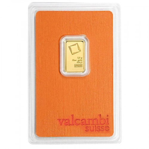 Valcambi Suisse 999.9 Purity 2.5 Grams Gold Bar MGVS999P205G