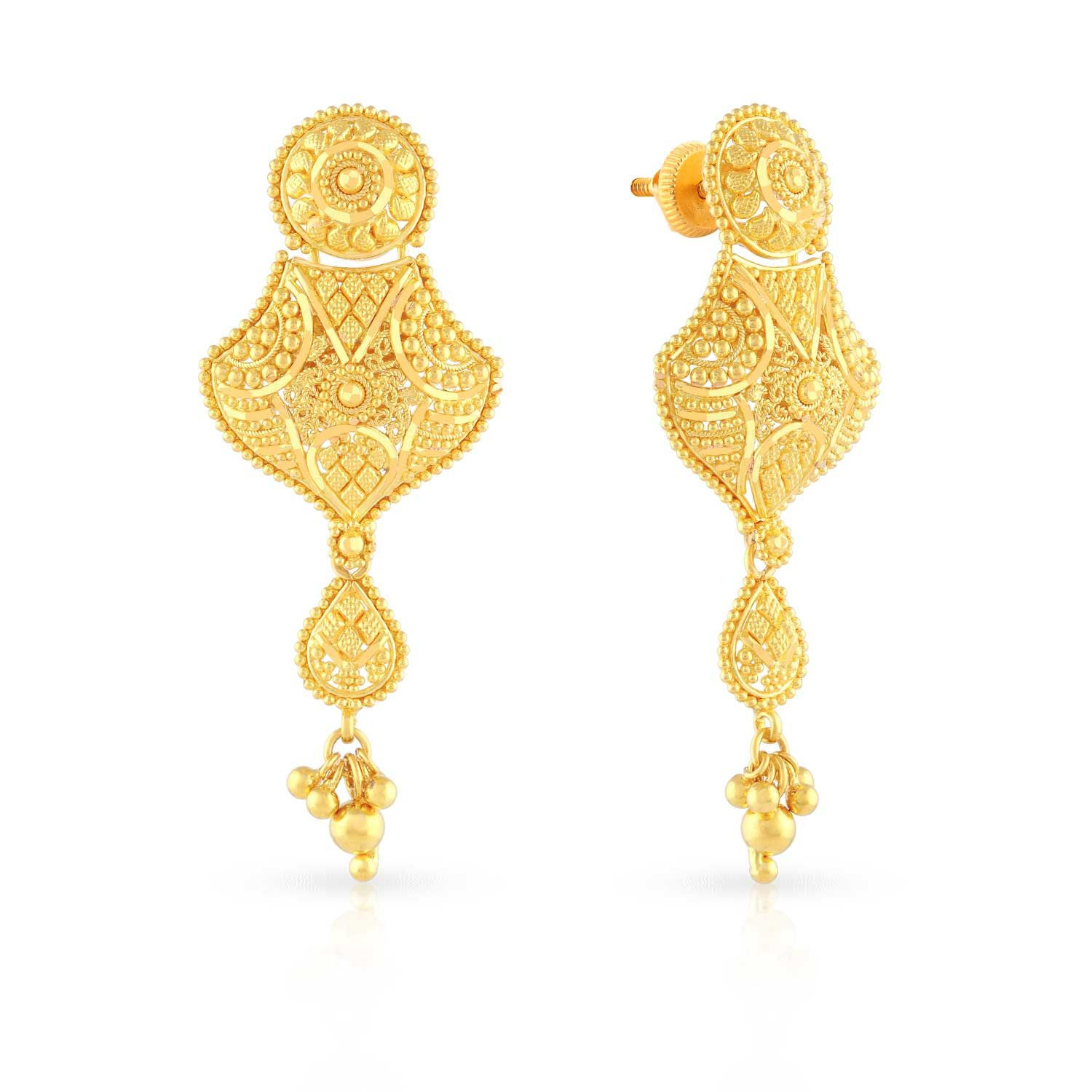 Malabar Gold and Diamonds 22 KT 916 purity Two Tone Gold Malabar Gold  Earring EGDSNO052T for Women  Amazonin Fashion