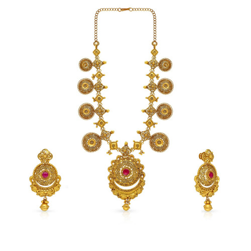 Ethnix Gold Necklace Set NSUSNK-245090