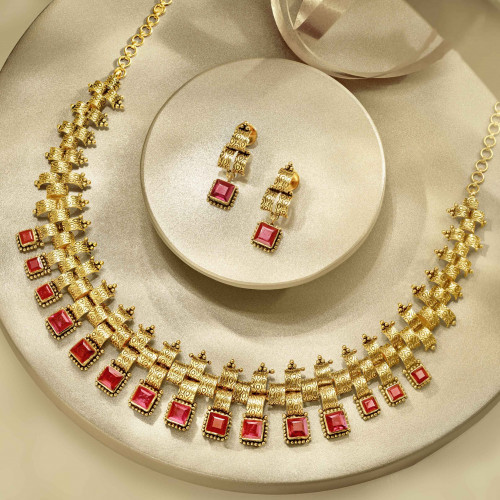 Precia Gemstone Necklace Set NSPGNATQ120NK2