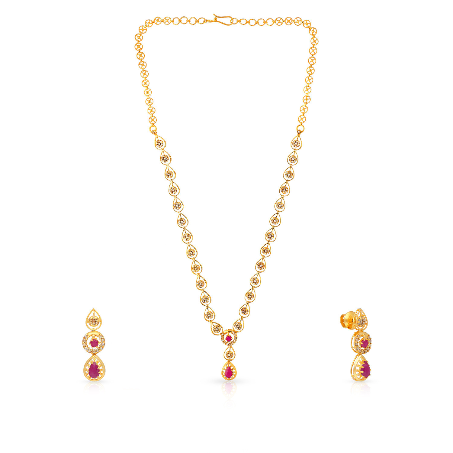 18k Gold and Diamond Polki Open Setting Single Line Necklace Set with – G.  K. Ratnam
