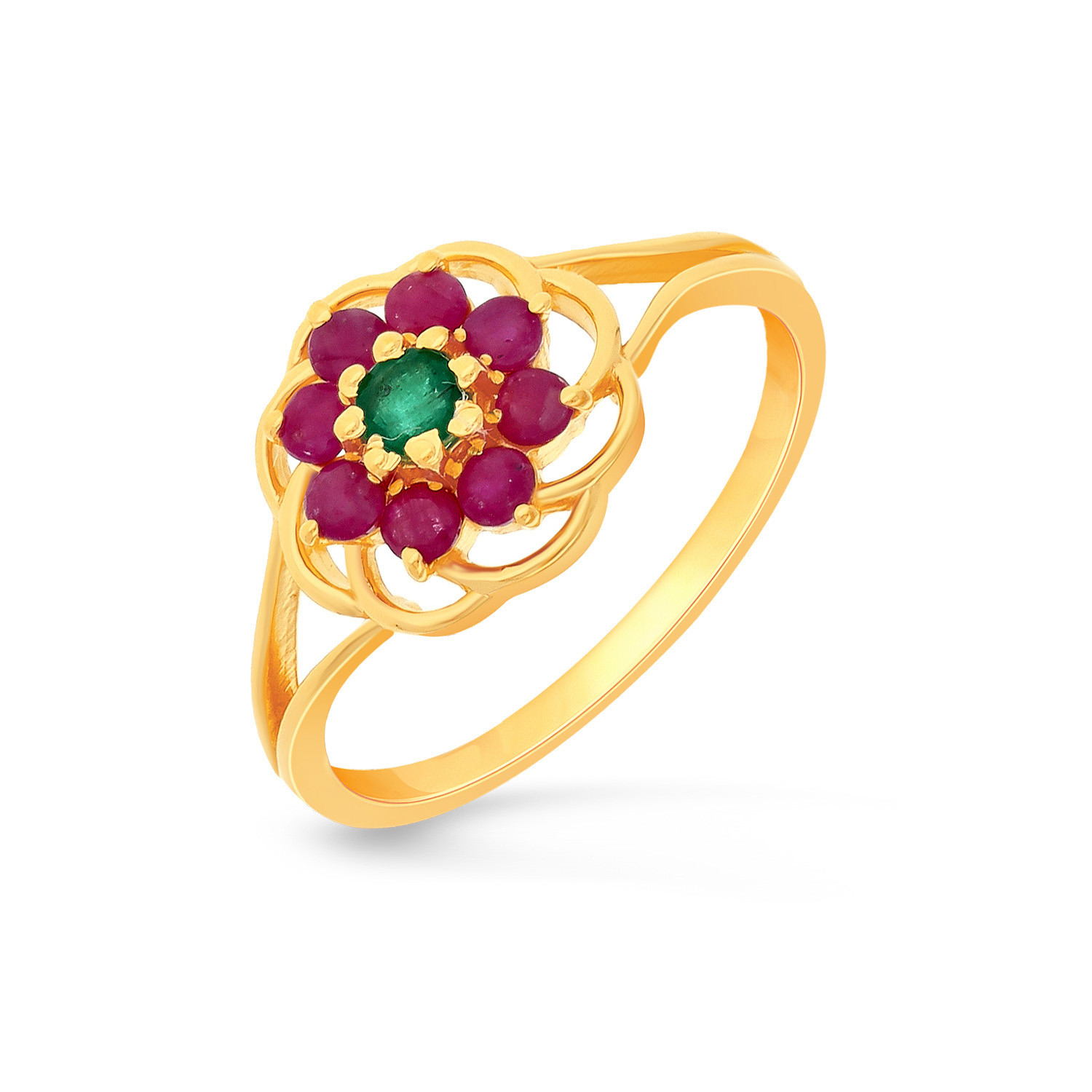 18Kt Ruby & Emerald Gold Ring - JD SOLITAIRE