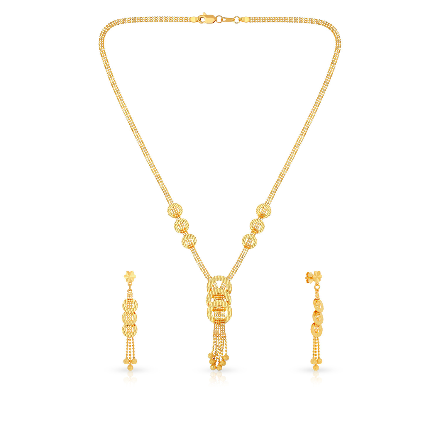 Buy Gold Plated Pearl Luminous Textured Round Pendant Necklace Set by  Totapari Online at Aza Fashions.