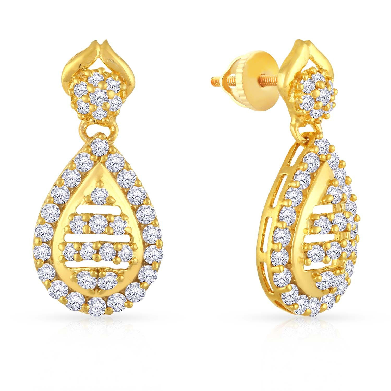 Malabar 22 KT Gold Studded Drops Earring ERSKYDZ078