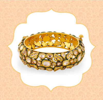 Kundan Half Round Bangle