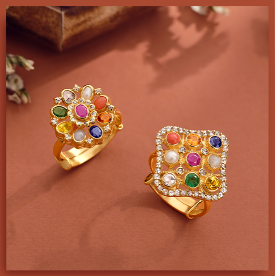 Buy Navaratna Ring in India | Chungath Jewellery Online- Rs. 103,710.00
