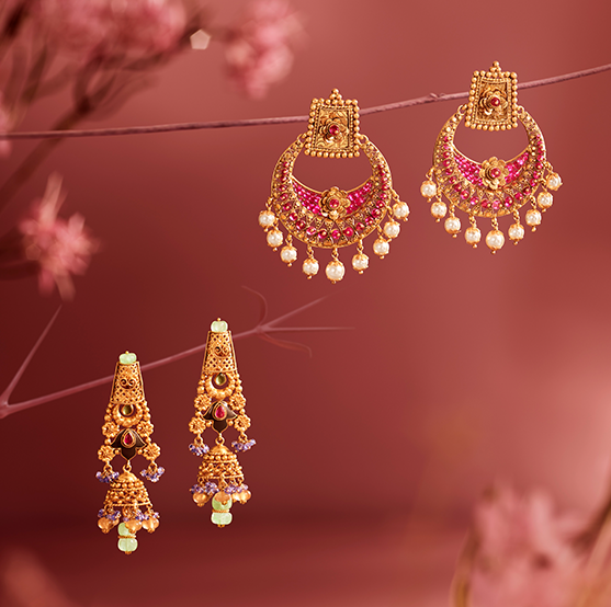 Malabar gold studs deals and drops designs